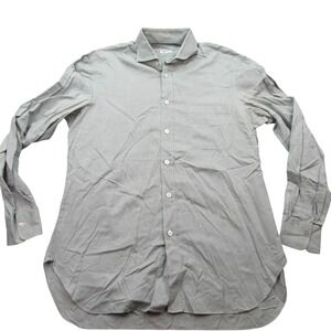 KİTON Men's Green Textured Dress Shirt Button Down Long Sleeve Size 16 41